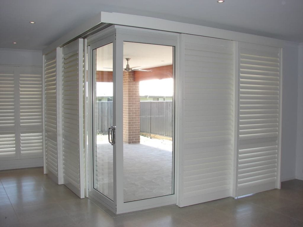 white bi-fold plantation shutters